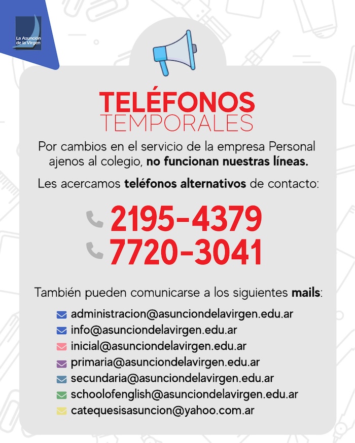 Aviso por falla en los télefonos